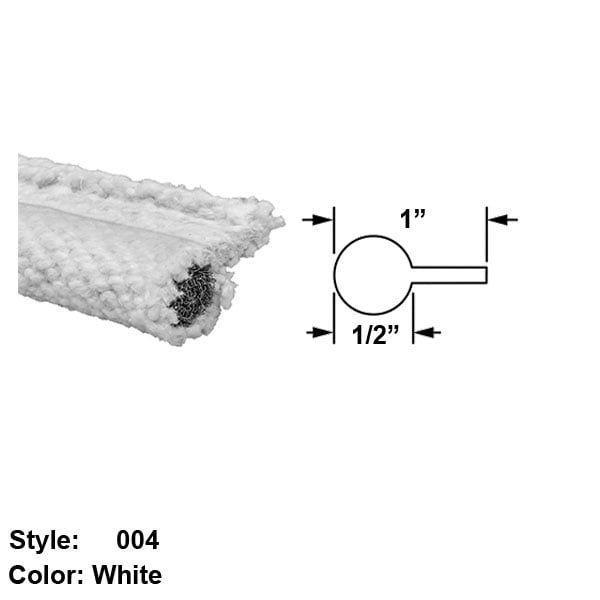 1 ft Long Ultra High Temperature Chemical Resistant Flange Mount Rope Edge Seal 1 x Wd Style 004 White 1/2 Oall Wd 1 ft Long Ultra High Temperature Chemical Resistant Flange Mount Rope Edge Seal 1 x Wd Style 004 White 1/2 Oall Wd